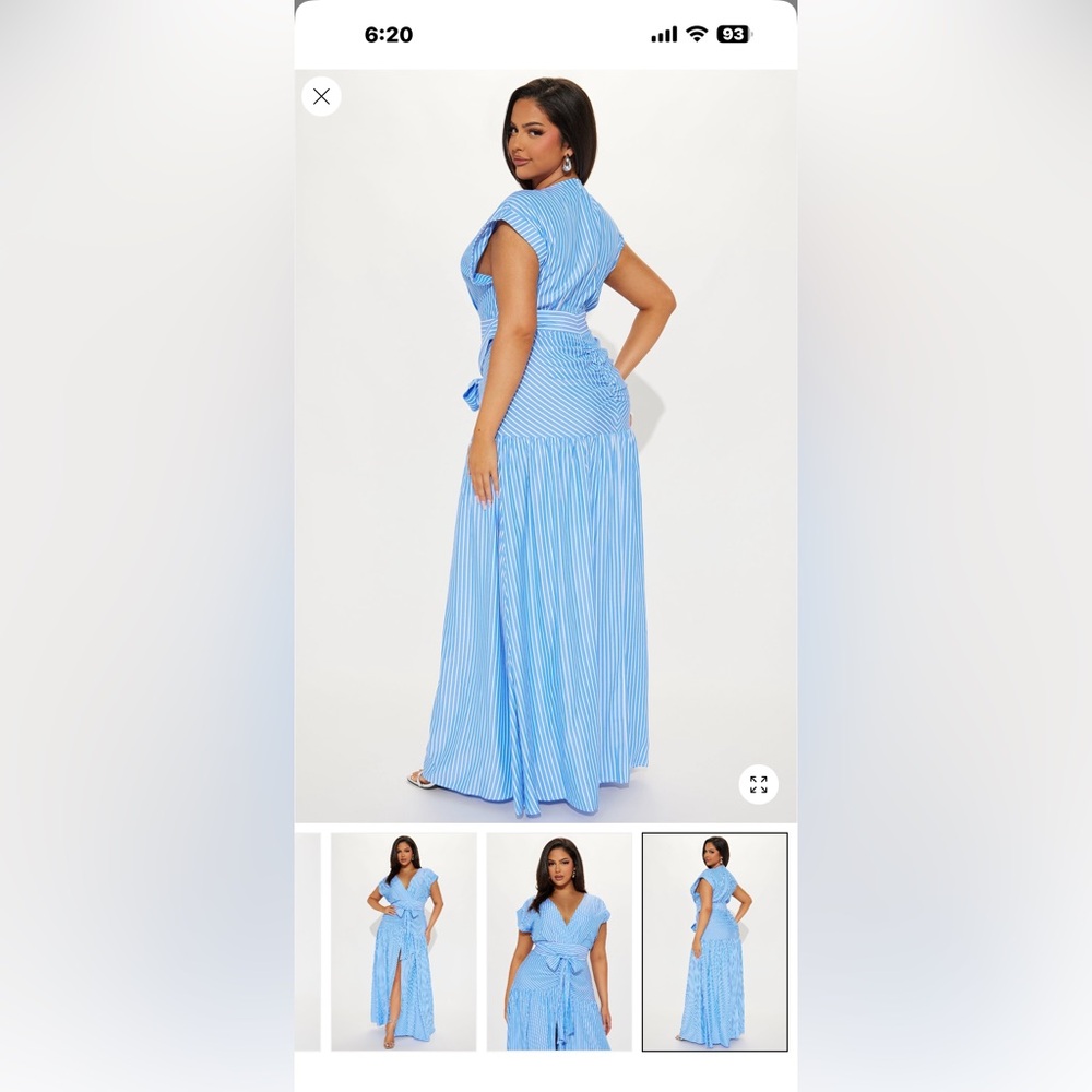 Fashion Nova brand new never worn blue and white striped maxi dress 3X